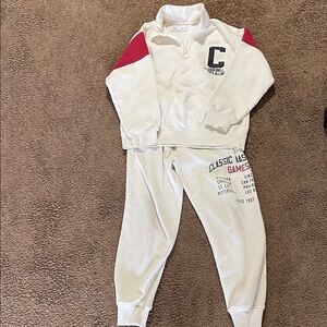 H&M Kids White and Red Jogger Set